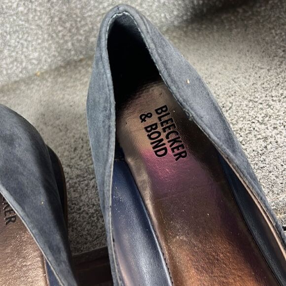 Bleecker & Bond Blue Chunky Low Heels Genuine Leather Size 8.5 - Picture 6 of 7